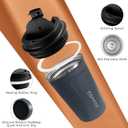 SPLMIFA Travel coffee mugs leak-proof, reusable coffee cups with lids, stainless steel vacuum insulated coffee tumblers, thermal insulation cups for men & women keep drinks hot & cold(2nd-Blue, 12OZ)