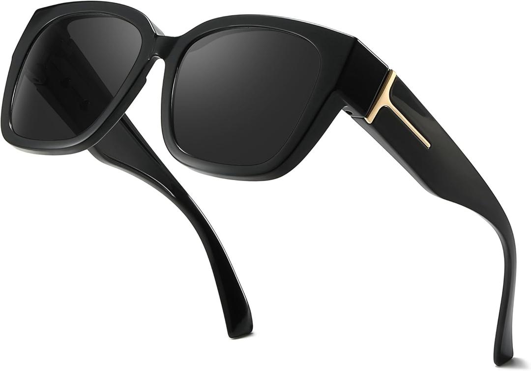 FIMILU Polarized Sunglasses Fit Over Glasses for Women, Oversized Square Sunglasses for Driving & Outdoor UV400 Protection