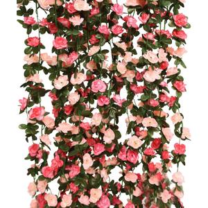 8pcs 65.6Ft Flower Garland,PARTY JOY Fake Rose Vine Artificial Flowers Hanging Rose Ivy Garland for Room Wall Decor Hanging Baskets Wedding Arch Garden Background Decor (Pink-8PCS)