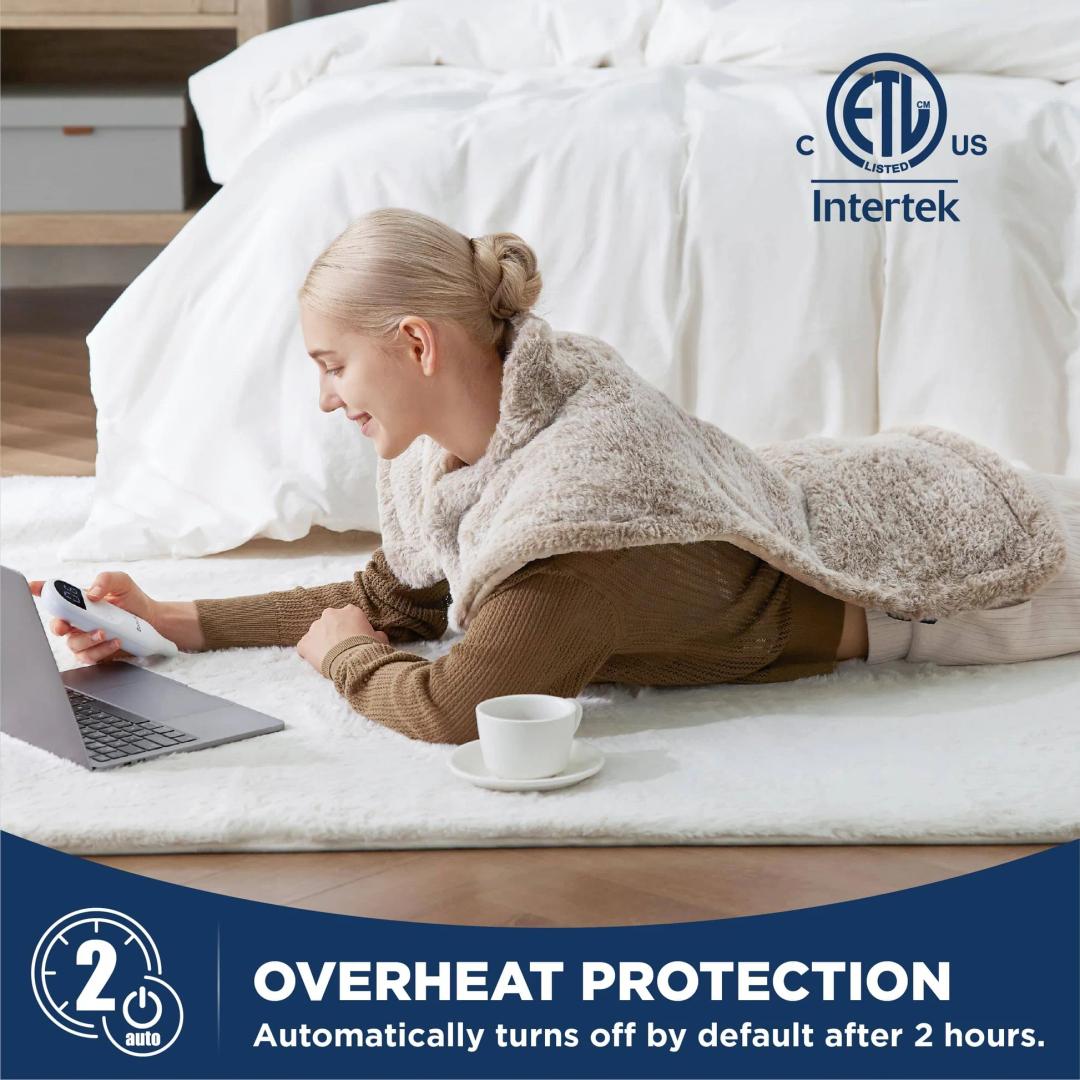 Bedsure Heating Pad for Neck and Shoulders and Back - Birthday Gifts for Women Men Mom Mens, FSA Eligible Items, Electric Heated Pad for Full Body, ETL Certified, Extra Large 24"x33", Brown