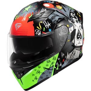 KYPARA Motorcycle Dual Visor Flip up Modular Full Face Helmet with DOT Certification of Impressionism (Black Pocker, L)