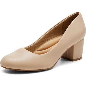 DREAM PAIRS Women's Pumps Low Chunky Block Heel Dress Shoes Closed Round Toe Comfortable Heels (10)