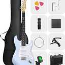 DONNER DST-80 Electric Guitar 39 Beginner Electric Guitar Kit with Amp, Classic SSS Pickup Complete with Gig Bag, Tuner, Capo, Strap, Picks, and Free Online Lessons (Sonic Blue)