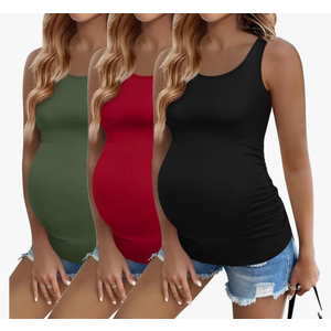 Ekouaer 3 Pack Women Maternity Tank Tops Ruch Side Basic Shirts Summer Postpartum Tops Sleeveless Pregnancy Workout Clothes, XL Ekouaer 3 Pack Women Maternity Tank Tops Ruch Side Basic Shirts Summer Postpartum Tops Sleeveless Pregnancy Workout Clothes, XL