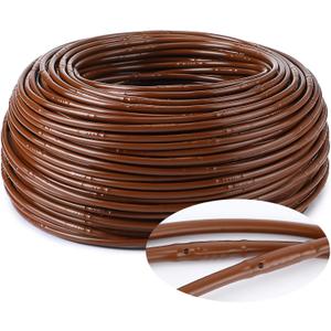 Nuanchu 492 ft 1/4" Drip Irrigation Tubing Irrigation Hose Garden Watering Tube Line with 6 Inch Emitter Spacing Blank Distribution Tubing Drip Line Watering for Garden Irrigation System Flower, Brown