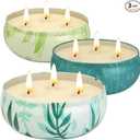 Citronella Candles Outdoor, Large Citronella Candle Outdoor for Patio, 3 Pack 12oz Summer Candle Bulk for Home Garden Yard Camping Party Indoor Outside Decorative, 210 Hours Long Burning, 2 Wick Only