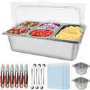 Kalolary 7 Grids Stainless Steel Topping Containers with Flip Lids