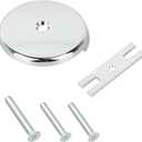 1-Set Single Hole Bathtub Overflow Drain Cover,Universal Bathtub Drain Cover with 3 Screws & Adapter