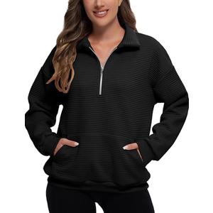 MathCat Womens Oversized Sweatshirts Half Zip Pullover Hoodies Casual Sweaters Loose Fit Fall Winter Fashion Clothes Outfits S