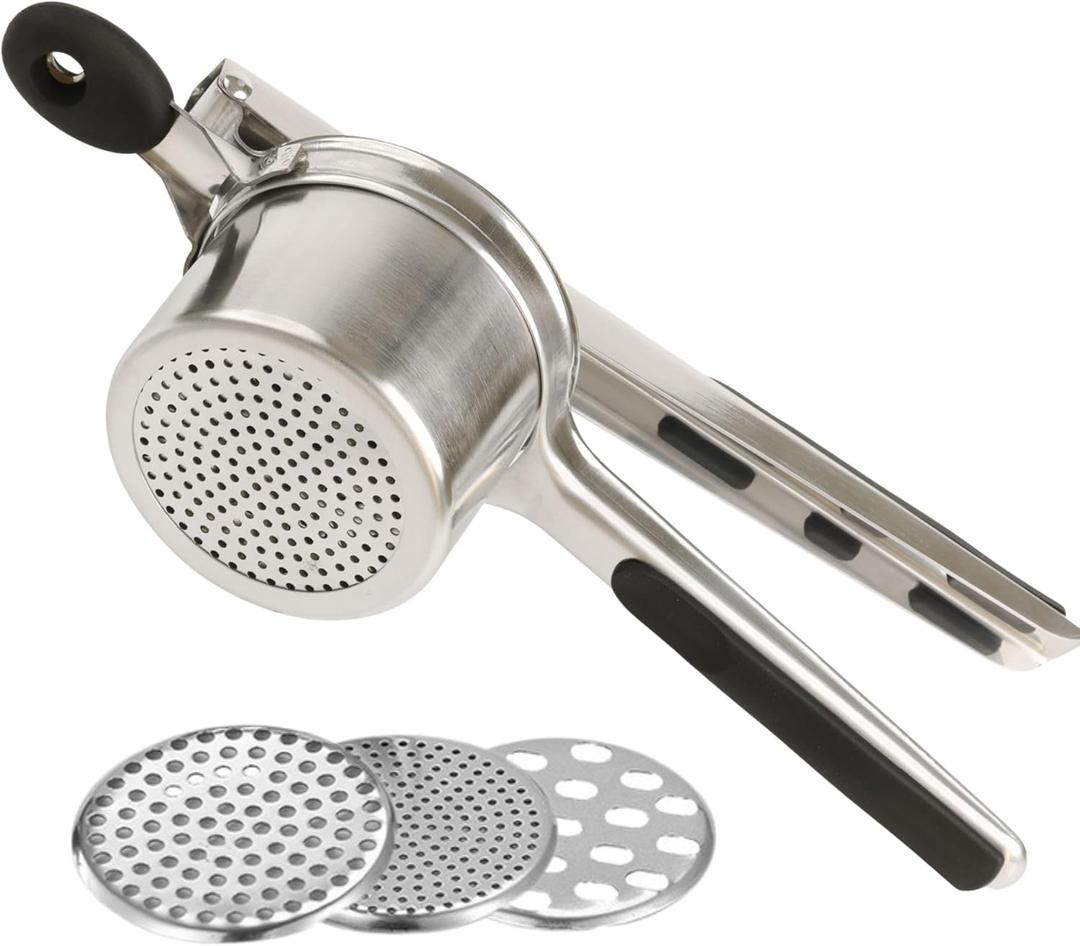 Mindful Design Large 15oz Potato Ricer, Heavy Duty Stainless Steel Potato Masher and Ricer Kitchen Tool, Press and Mash Kitchen Gadget For Perfect Mashed Potatoes Every time