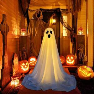Halloween Outdoor Decorations Glow White Cloth Hanging Lighted Ghost Flying Ghost Glow Ghost Decorations with Light Strings Front Porch Balcony Garden Patio Patio Decorations