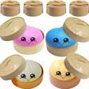 Dumpling Squishy Mystery Box 4 Set - 2026 Upgraded Dumplings Squishes for Adults Teens Squeeze Easter Basket Stuffers & Stocking Stuff White Yellow Pink Blue