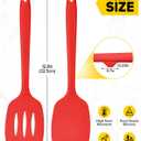 Pack of 2 Silicone Spatula Turners, Non Stick Slotted Kitchen Spatula Set, Heat Resistant BPA Free Kitchen Utensils, One-Piece Design, Suitable for Flipping Fish, Eggs, Steak, Pancakes (RED)