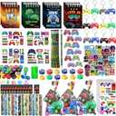171 Pcs Video Game Party Favors Set Includes Gift Bags Pencils Notebook Sharpener Slap Bracelets Rings Keychains Tattoo Gaming Stickers Stamper Gamer Party Favors for Kids Gamer Birthday