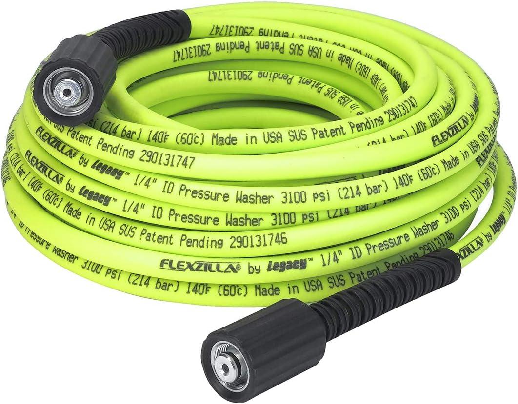 Flexzilla Pressure Washer Hose with M22 Fittings, 1/4 in. x 50 ft., ZillaGreen - HFZPW3450M-E
