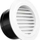 6 Inch Round Air Vent, Uibkor ABS Soffit Vent Exhaust Vent with Built-in Screen Mesh, White Louver Grille Cover, Dryer Vent Soffit for Home Bathroom Office Kitchen Ventilation, Opening Size 5.66 Inch