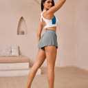 Women's Athletic Shorts High Waisted Running Shorts Sporty Short Gym Elastic Workout Shorts (Gray, L)