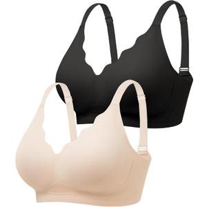 Seamless Jelly Bras for Women No Underwire with Support - Wireless Bralettes Everyday Full Coverage Comfort Tshirt Bra, L