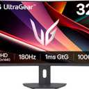 LG 32G600A-B 32-inch Ultragear QHD (2560 x 1440) Curved Gaming Monitor, 180Hz, 1ms, AMD FreeSync, HDMI, DisplayPort, Tilt/Height/Swivel Adjustable Stand, Black