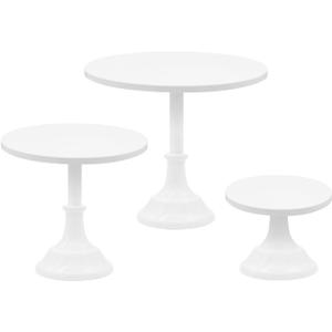 3 Pcs Cake Stand Set - Metal Round 8" 10" 12" Tiered Display Stands Cupcake Dessert Stands for Birthday, Wedding, and Party Decorations, Baby Shower (White)