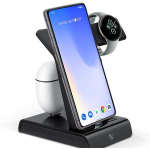 Wasserstein 3-in-1 Wired Charging Station Made for Google Pixel, Buds, Watch 3, Fitbit Charge 5, 6, Versa 3, 4, Sense, Sense 2 & Ace LTE - NOT Compatible with Pixel Watch 1, 2 & 4