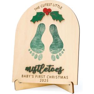 Babys First Christmas, My First Christmas, Baby Footprint & Handprint, Newborn Gifts, DIY Mistletoes Footprint Kit 2025 Keepsake, Baby Memory Ornament Board, Holiday Decor for New Parents (Nelxi-222)
