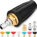 Twinkle Star Pressure Washer Tips Turbo Nozzle, 4000 PSI Max, 360Rotating Spray Turbo with 7 Spray Nozzles, Turbo Nozzle 1/4 and 3/8 Quick Connector for Cleaning Brick, Concrete (4.0 GPM)