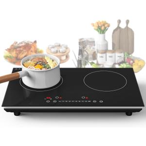 VBGK Double Induction Cooktop, 4000W Induction Stove Top 110V, 2 Burner with LCD Touch Screen, 9 Levels Settings, Child Safety Lock & Timer