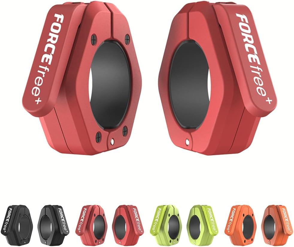 Forcefree+ Barbell Clips (Pair), Barbell Clamps, Quick Release Olympic Barbell Clamps with Anti Slip TPR Grip, Barbell Collars for Secure Weightlifting & Powerlifting