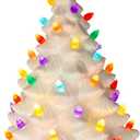 Kurt Adler 14" Battery Operated LED Lighted Ceramic White Tree Table Piece