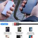 2 Pack USB C Coiled Cable, Fast Charging USB to USB C Cord for iPhone 16/16 Pro Max, Samsung Galaxy S24, Moto G8, Google Pixel, Retractable for Car