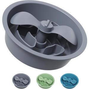 AVERYDAY Slow Feeder Dog Bowls for Medium Breed, 1.5 Cups Deep Food Puzzle Bowl with Spinning Slow Feeder Insert, Non-Slip Bottom, Fits for Raised Stand, Hard Maze Design for Small and Medium Dogs (Petal Feeder Grey)