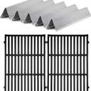 2PACK 7638 Grill Iron Cooking Grates with 5PACK 7636 Stainless Steel Flavorizer Bars for Weber Spirit 300 and GS4 Spirit II 300 Series E310 E320 E330 S310 S320 S330 Grill Part 69797 68843