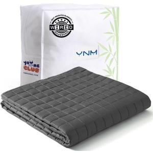YnM Cooling Weighted Blanket for Adults, 15lbs Heavy Bed Throw for One Person of 140lbs, Perfect for Hot Sleepers or Warm Climates with Rayon/Glass Beads(48x72 Inches,Twin/Full Bed, Dark Grey)