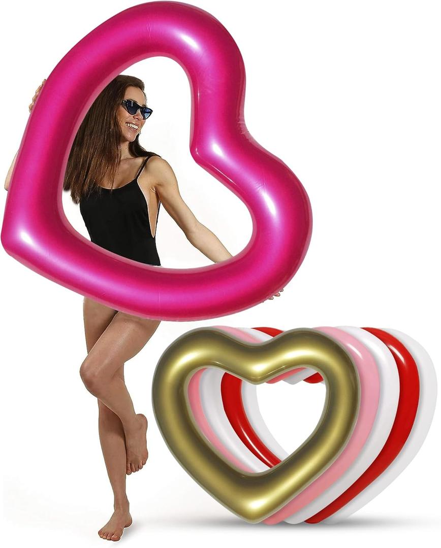 The Original Heart Pool Floats for Adults by LOTELI – Thicker & Stronger – Large Inflatable Pool Floats for Parties Bachelorette Wedding Float – River Lake Beach Raft - Durable & Easy to Inflate