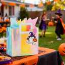 3 x VUOJUR 8.3'' Holographic Small Halloween Trick or Treat Bag for Girls Her with Tissue Paper and Little Ghost Gift Tag (1 Count (Pack of 1))