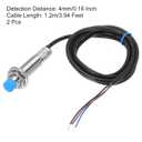 MECCANIXITY M12 Approach Sensor Inductive Proximity Sensor Switch NO Normally Open NPN 4mm Detection Distance, DC 6-36V LJ12A3-4-Z/BX, 3.9ft, 2Set