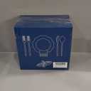 WDF 175Pcs Blue Plastic Plates - Heavy Duty Baby Blue Plates Disposable - 25Guests Plastic Dinnerware Ideal for Parties/Wedding/Baby Shower/Easter (Bule and Gold)