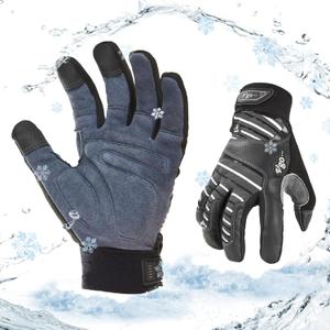 Vgo... Men's Winter Work Gloves,Waterproof,Impact Reducing,Leather Palm,Touchscreen for Construction,Cold Storage,Outdoor (Gray)