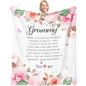 2 x Grammy Gift Blanket 60" x 50" - Grammy Gifts for Grandma - Grammy Birthday Gifts - Gifts for Grammy from Grandchildren/Grandkids