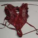 Avidlove Sexy Lingerie for Women Leather Teddy Lingerie Mesh Bodysuit Garter Belt Set S-XXL(No leg ring) (Medium, Dark Red)