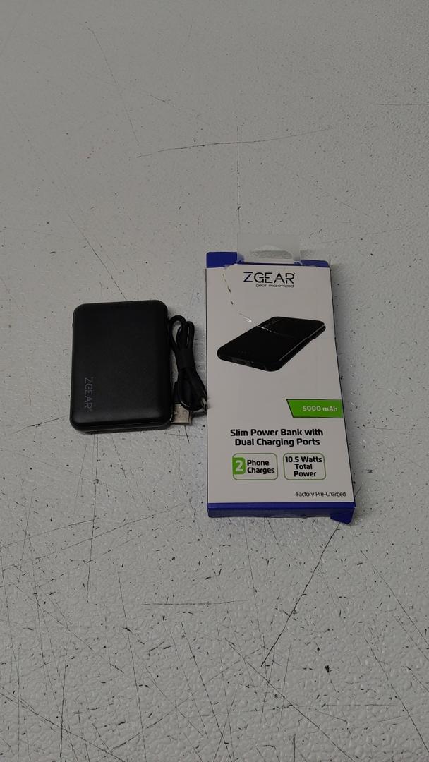ZGear 5000 mAh Slim Dual Charging Port Power Bank - Black