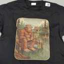 Bigfoot Fishing Design Men Boys Sasquatch Fishing Distressed T-Shirt S