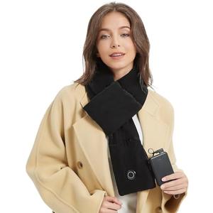 Hlaohswer Heated Scarf for Women Men with Rechargeable 5000mah Battery Pack Heated Neck Pad,Three Temp Settings, Rapid Heat,Neck Warmer Warp (Deep Black)
