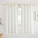 NICETOWN Natural Linen Curtains 54 inches Long for Nursery, Rod Pocket & Back Tab Privacy Window Treatments Light Filtering Drapes for Bedroom/Bathroom, 52" W x 54" L, 2 Panels