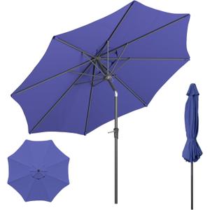 Beanss Outdoor Patio Umbrella, Table Umbrella with Push Button Tilt and Crank, 8 Ribs Market Umbrella (9FT, Blue)
