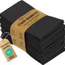 Ruvanti Cloth Napkins set of 12, 18x18 Inches Napkins Cloth Washable, Soft, Durable, Absorbent, Cotton Blend. Table Dinner Napkins Cloth for Hotel, Lunch, Restaurant, Weddings, Events, Parties - Black