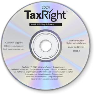 TaxRight 2024 Software (Formerly Known as TFP) for Tax Form Filling, Printing, and Filing, CD-ROM Designed for Windows Computers and Small Business Use, Compatible with 2024 Tax Forms
