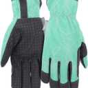 MUD Everyday Women's Synthetic Leather Palm with Silicone Dotted Grip Garden Gloves (Medium/Large, Blue)