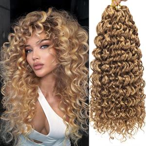 YXCHERISHAIR 8 Packs Curly Crochet Hair 18inch GoGo Curl Crochet hair for Women Deep Wave Braiding hair,Synthetic Bohemian Crochet Braid Water Wave Crochett hair Extensions(18inch,27#)